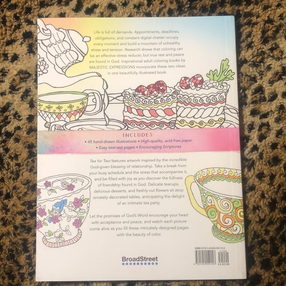 NWT Tea for Two inspirational adult coloring book with scriptures Ember Canada - Picture 2 of 4